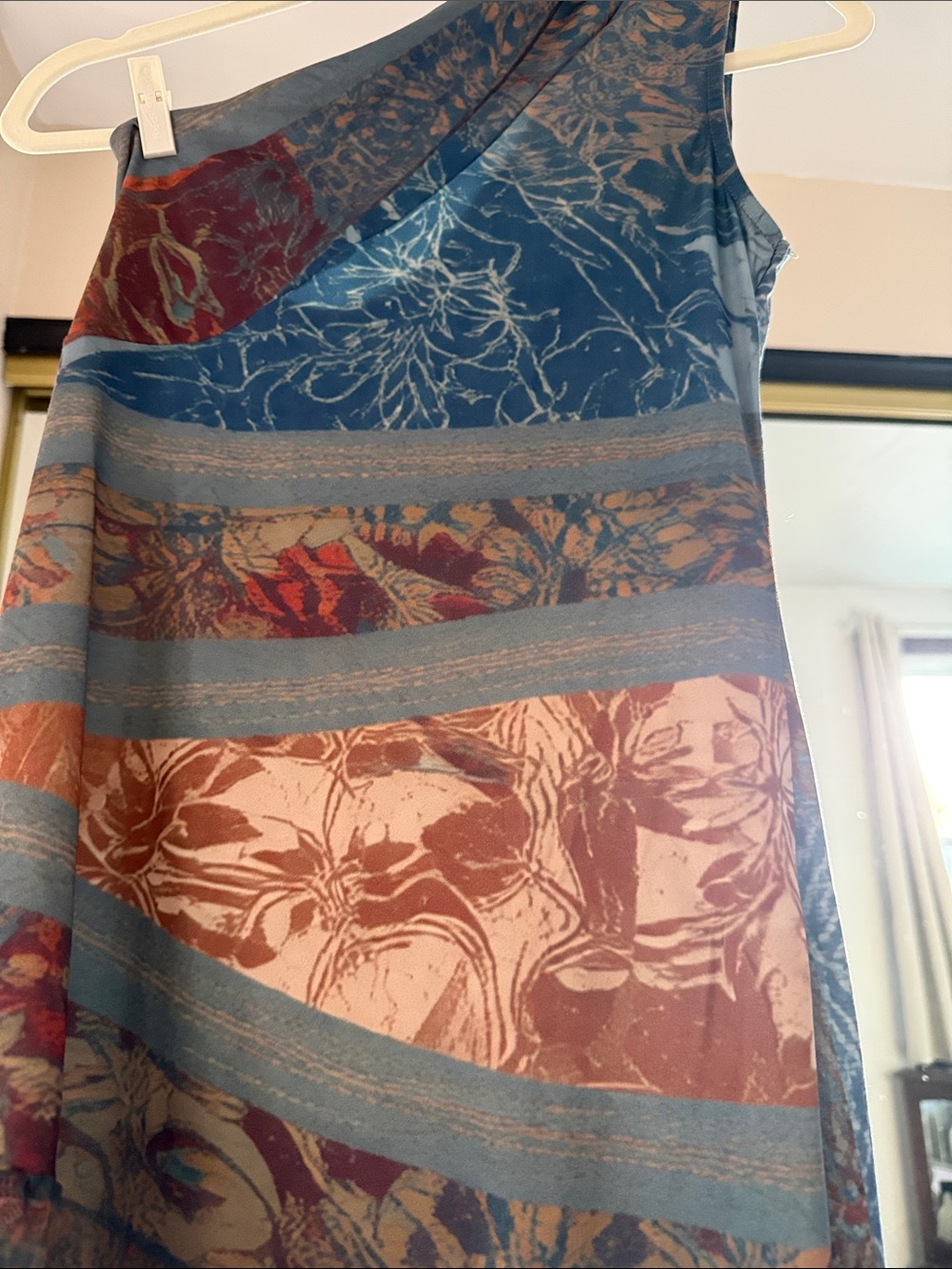 Asymmetrical Ruffled Floral Maxi Dress– Blue & Brown - Picture 6 of 10